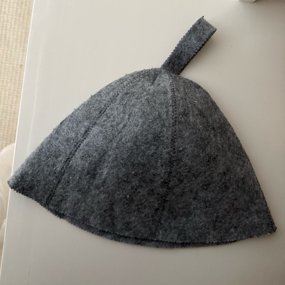 Gray Wool Sauna Cap
